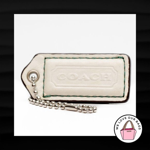 2" Medium COACH WHITE BROWN LEATHER KEY FOB - Picture 1 of 2